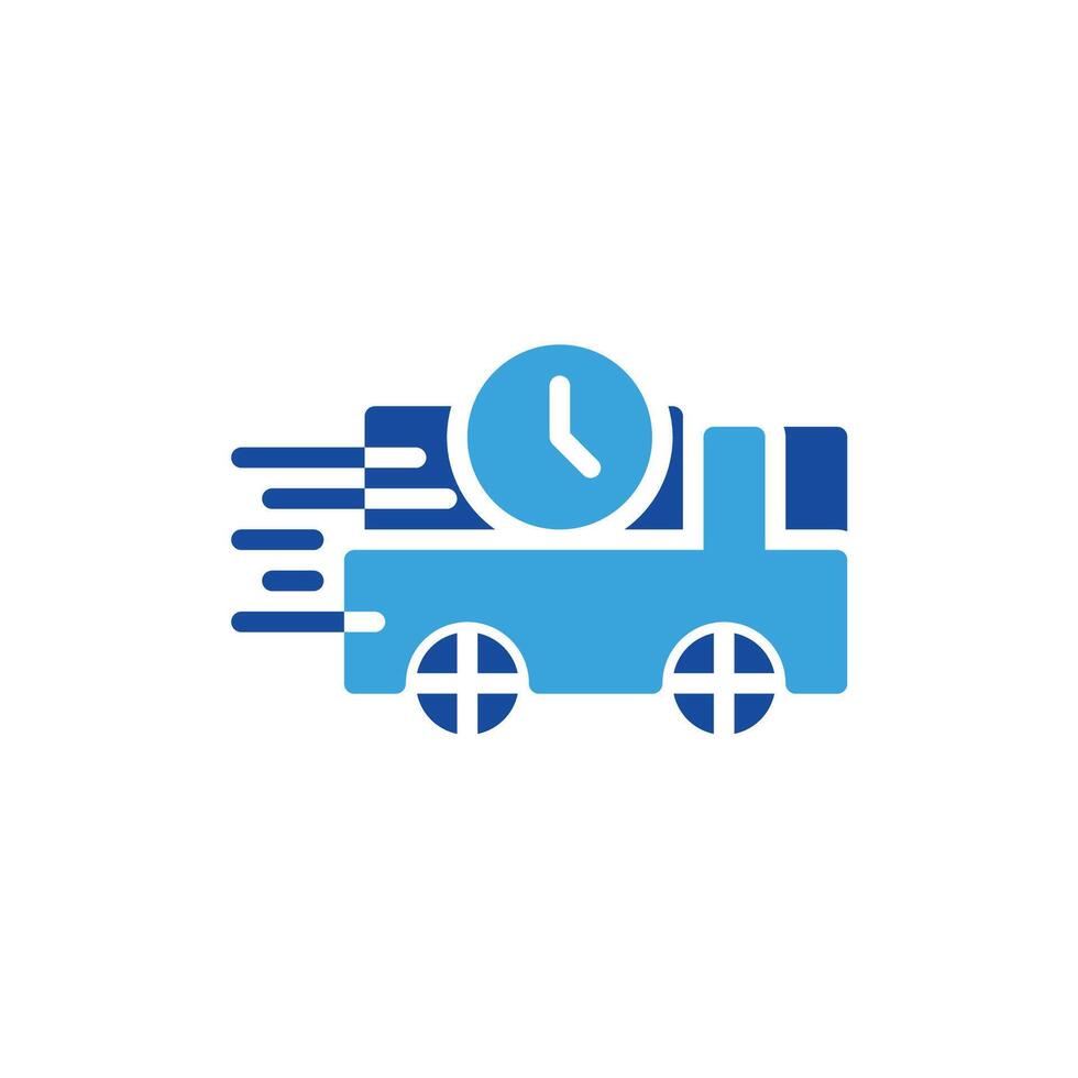 a blue truck with a clock on it vector