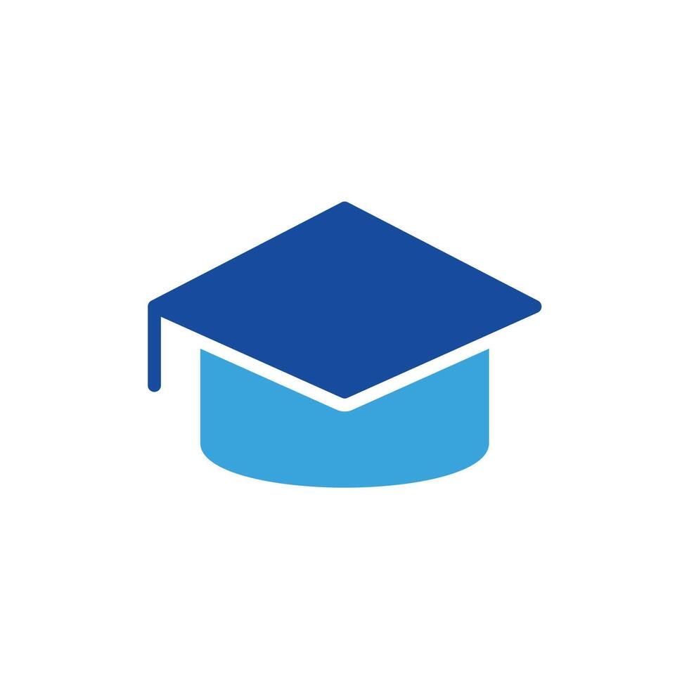 a blue graduation cap icon on a white background vector