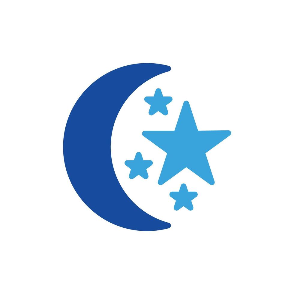 a blue star and moon icon on a white background vector