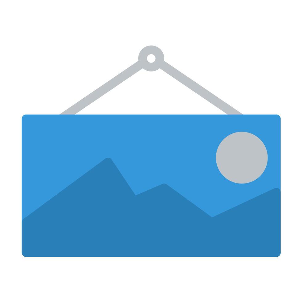 a blue and white picture of a mountain and a moon vector
