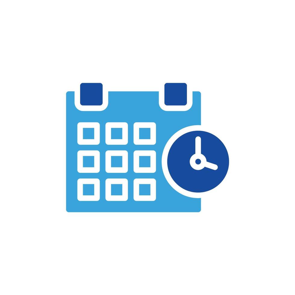 a calendar icon with a clock on it vector