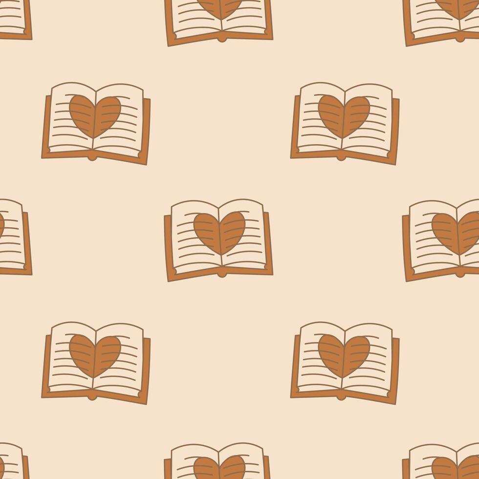 Book with Heart Shape Seamless Pattern vector