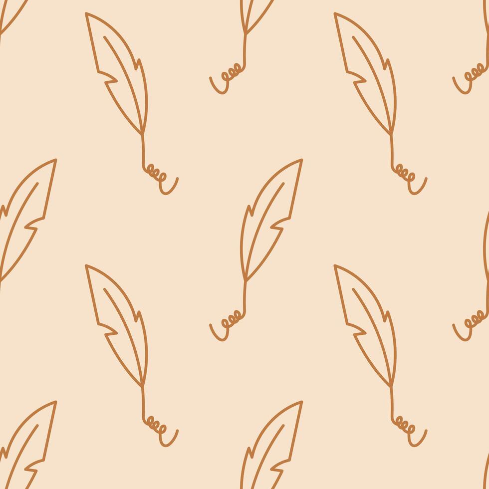 Writing Quill Doodle Seamless Pattern vector