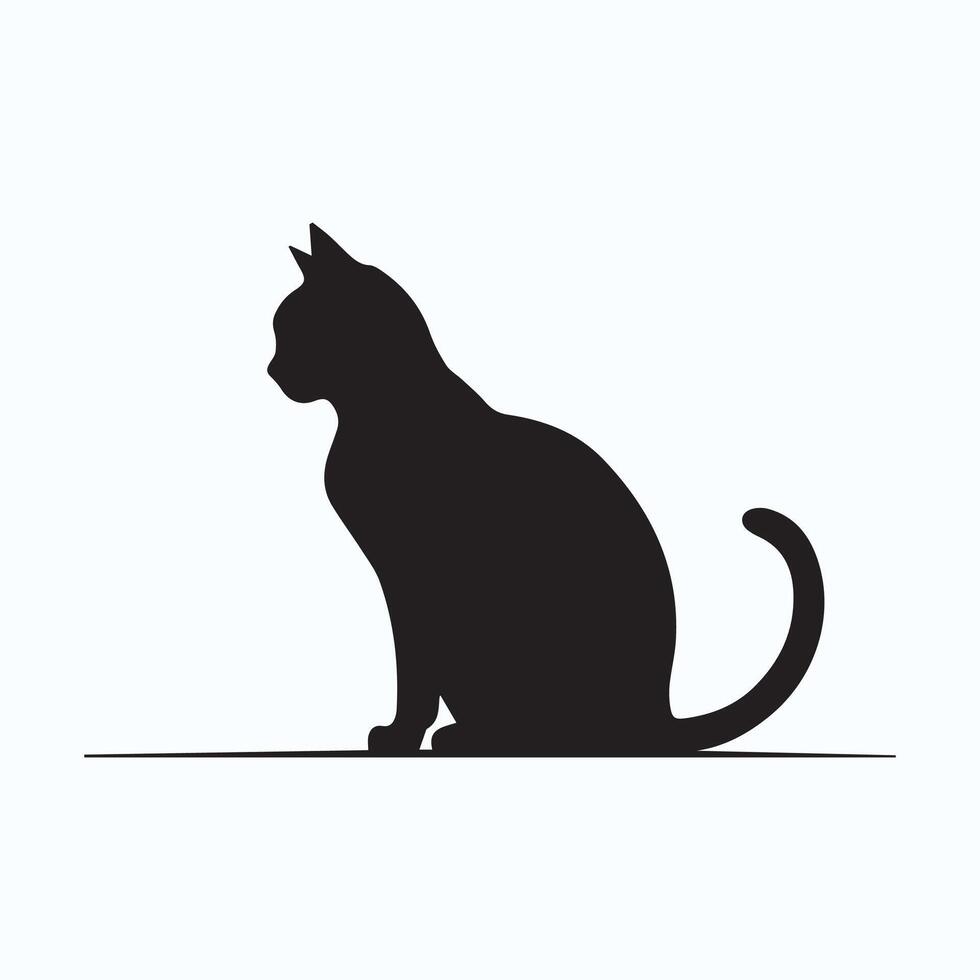 Silhouette of a cat sitting vector