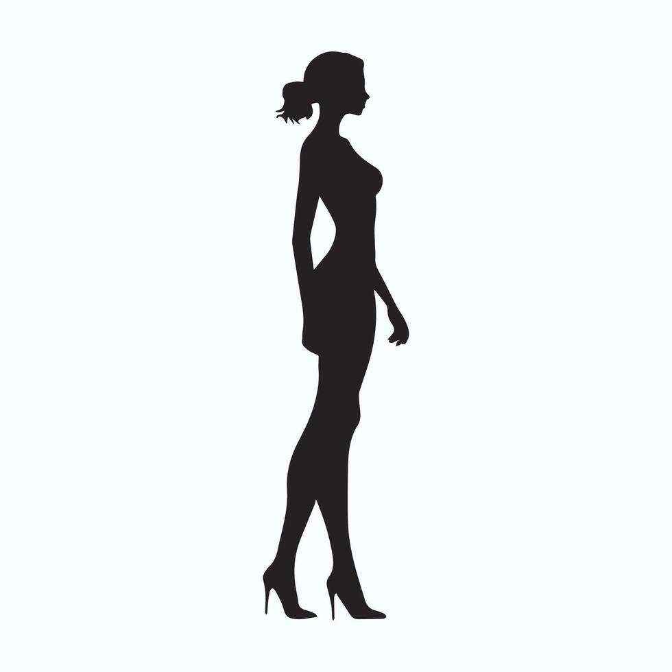 Woman in motion silhouette vector