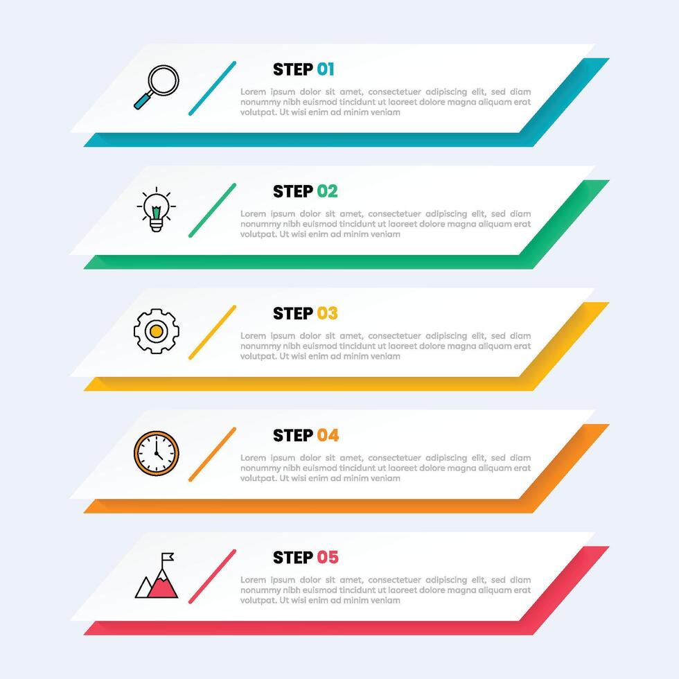 Infographic template with 5 steps or options with icons. Modern business infographic design. vector