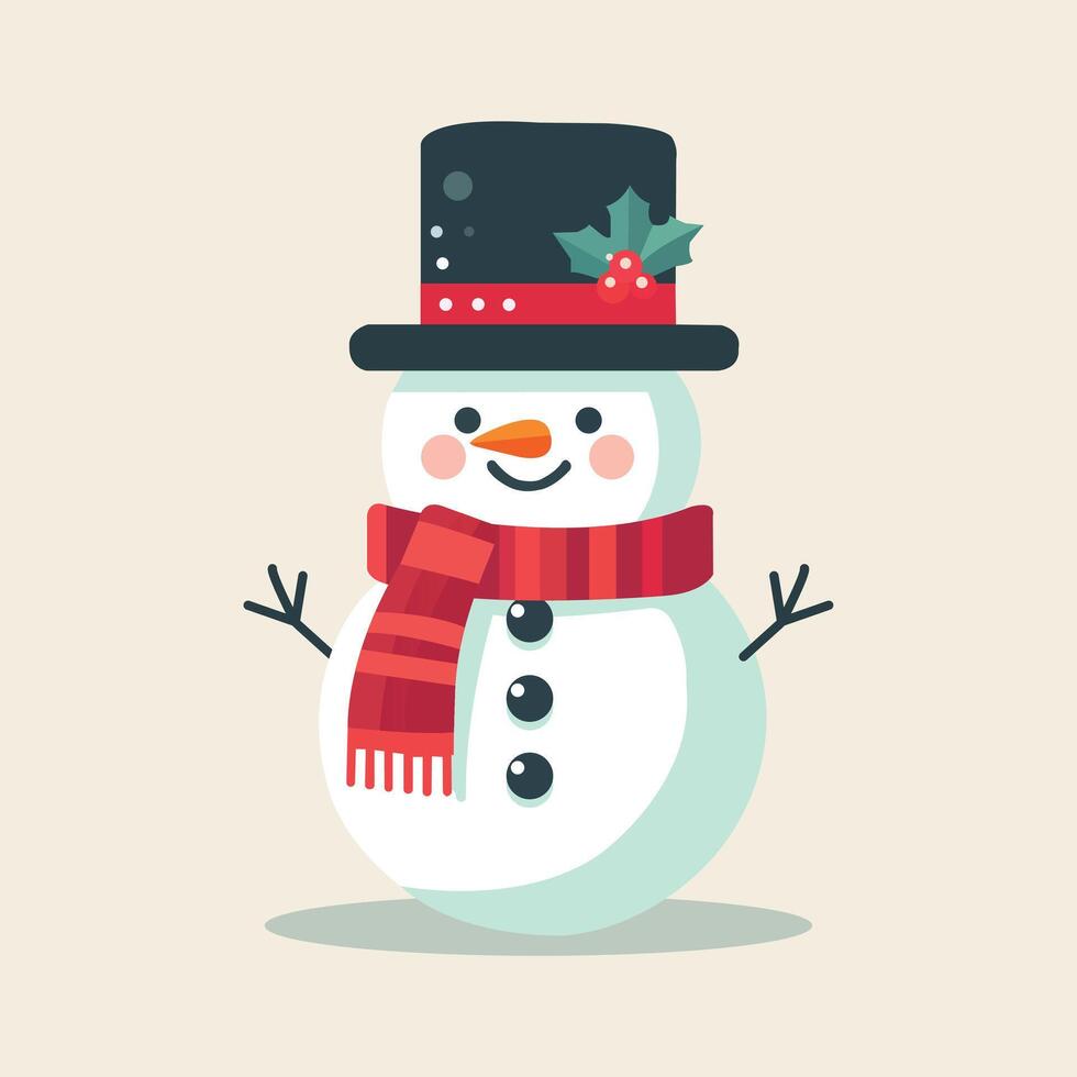 Snowman flat illustrious cartoon vector