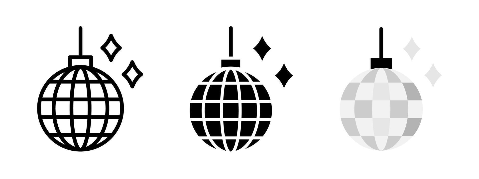 Disco ball icon. Nightclub shiny sphere symbol. Sparkling party ball decoration illustration. Dance club with music concept. Colored disco ball pictogram. vector