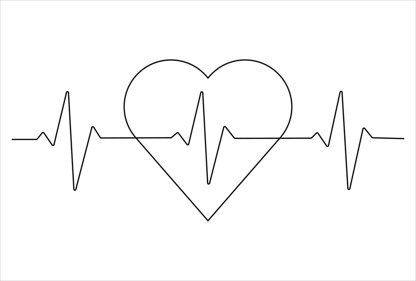 Line art health heart, Continuous lines heart beats drawing. Wave pulse. vector
