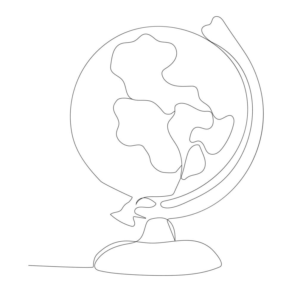 Continuous line art of Globe Geography. vector