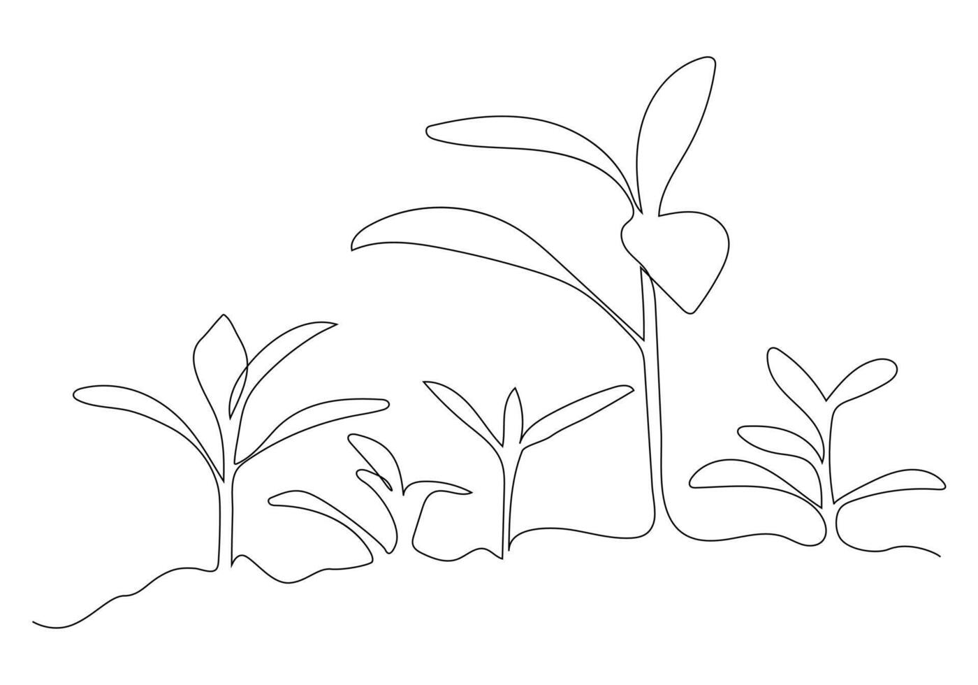 Continuous Line Drawing Of A Plant. vector