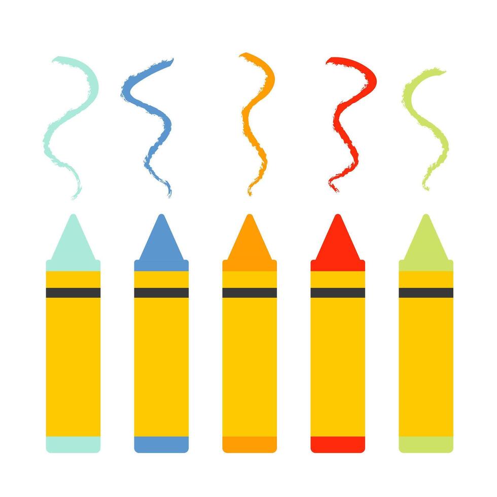 Colored cute crayons cartoon icon illustration in flat style. School supplies. vector