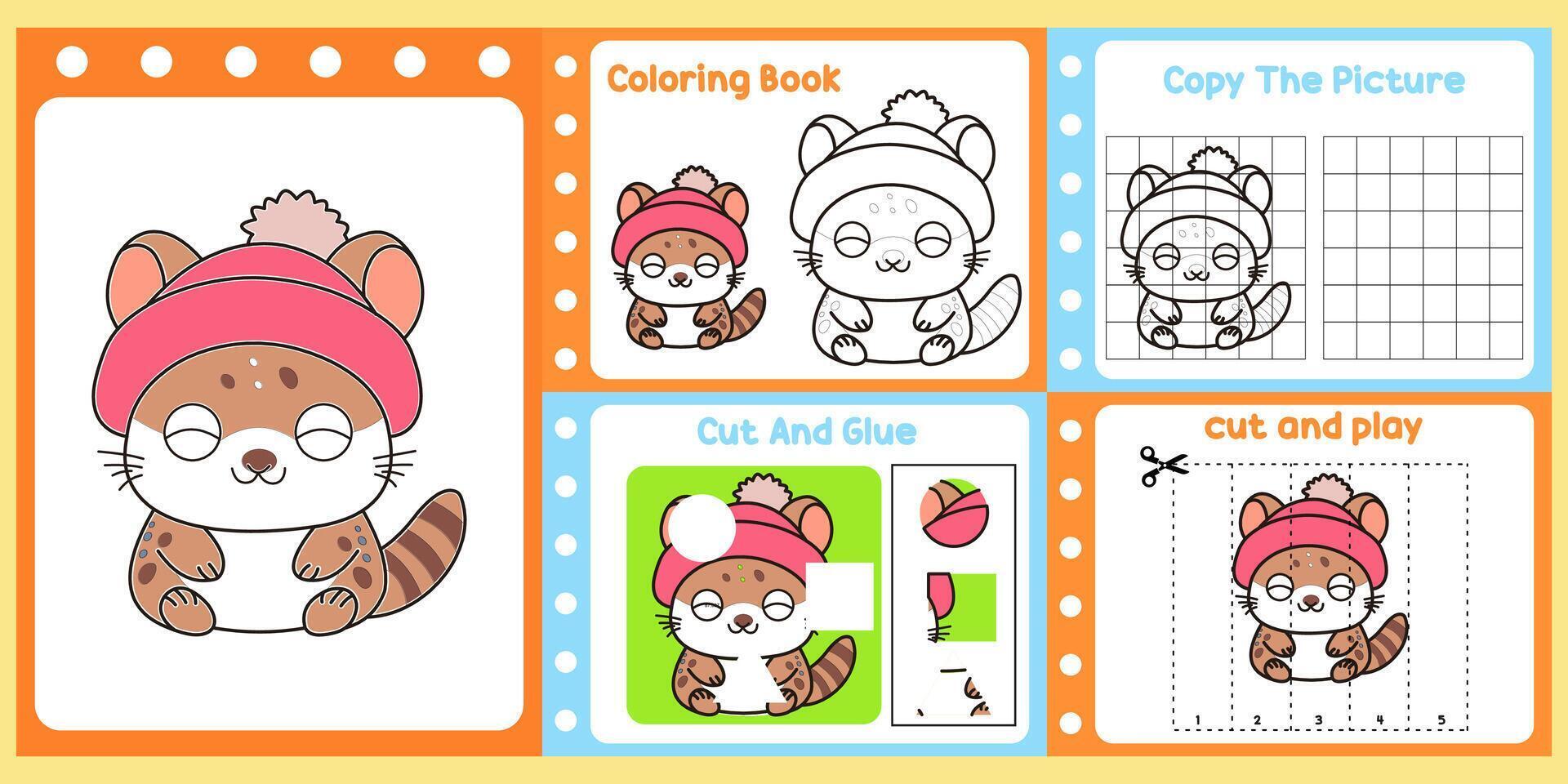 worksheets pack for kids a cute quoll . vector
