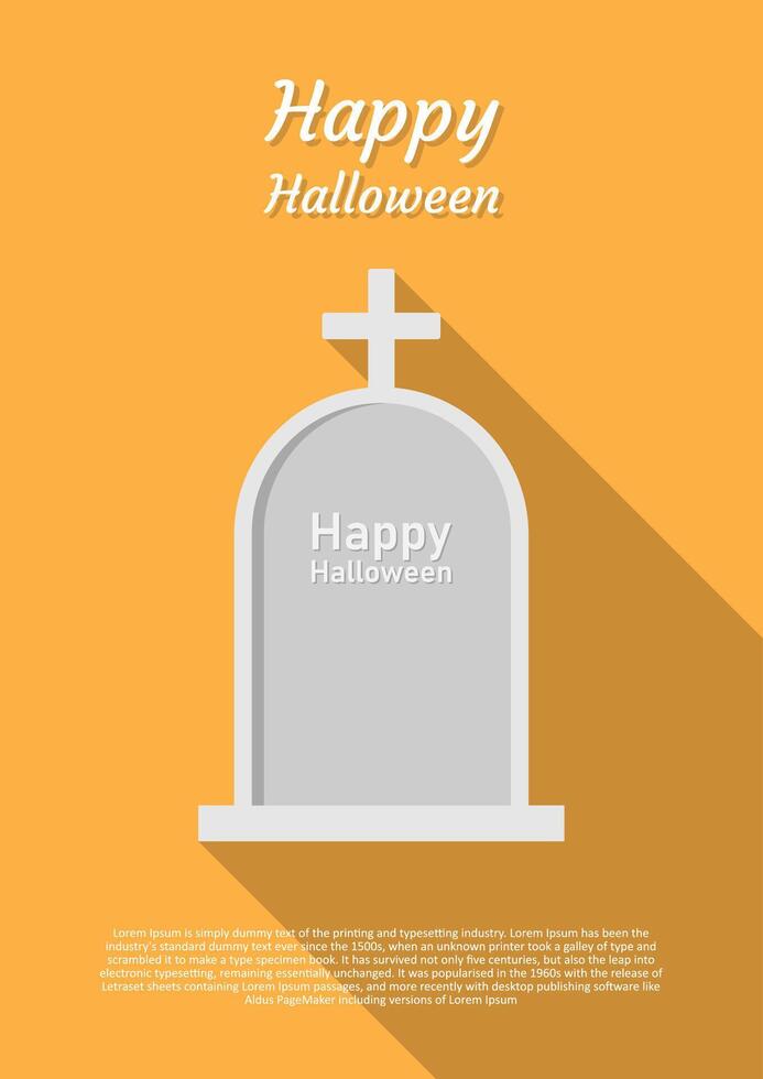 Halloween grave flat design poster vector