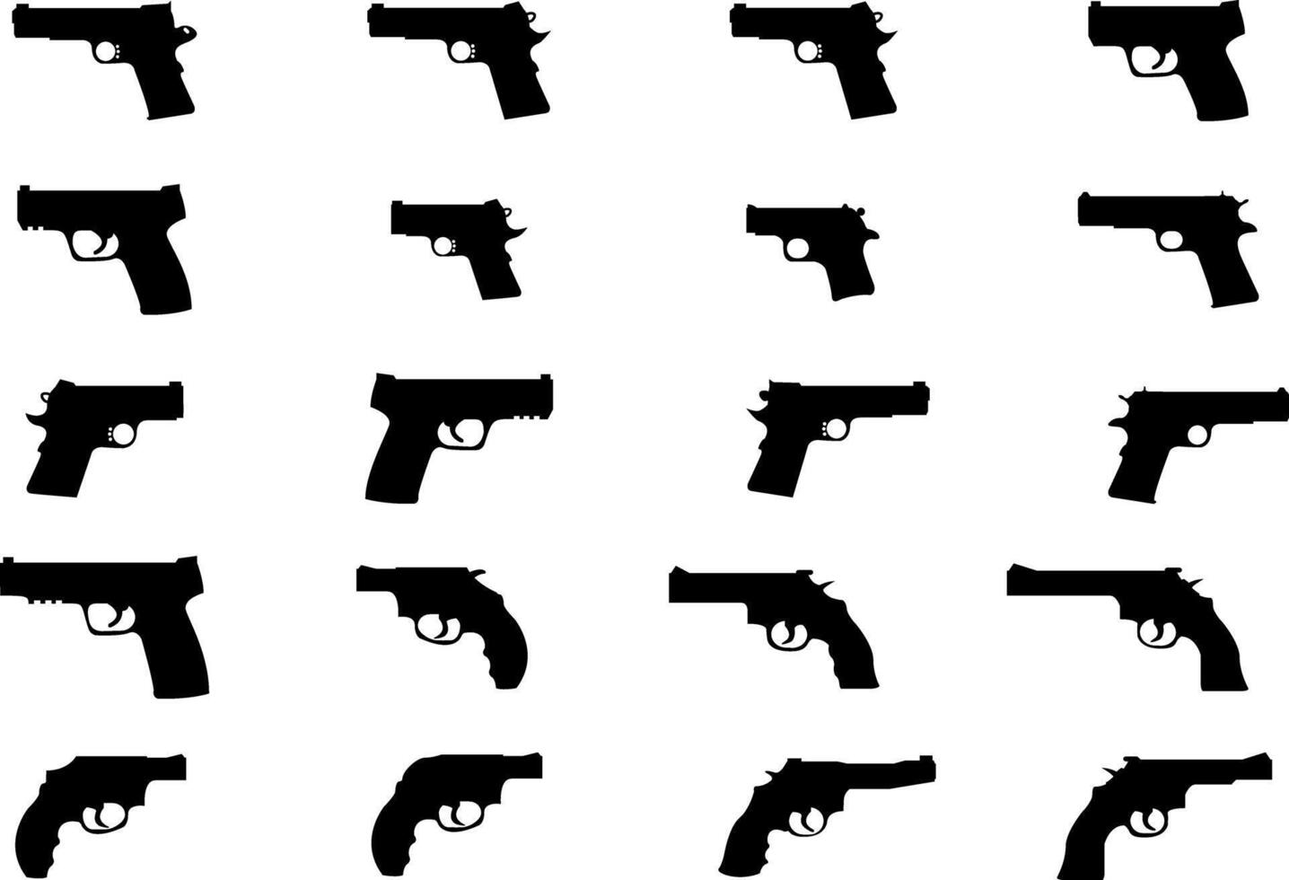 Pistol Gun Weapons Icon Set vector