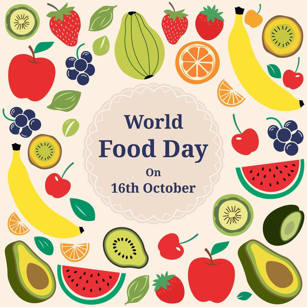 Food Day on October Abstract fruity Background. vector