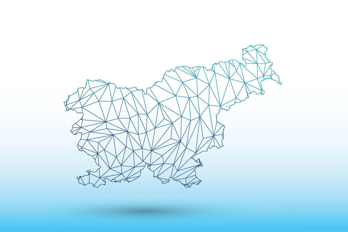 Slovenia map of blue color geometric connected lines using triangles vector