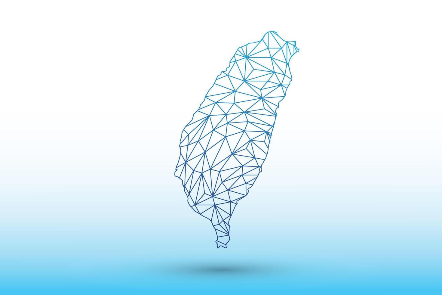 Taiwan map of blue color geometric connected lines using triangles vector