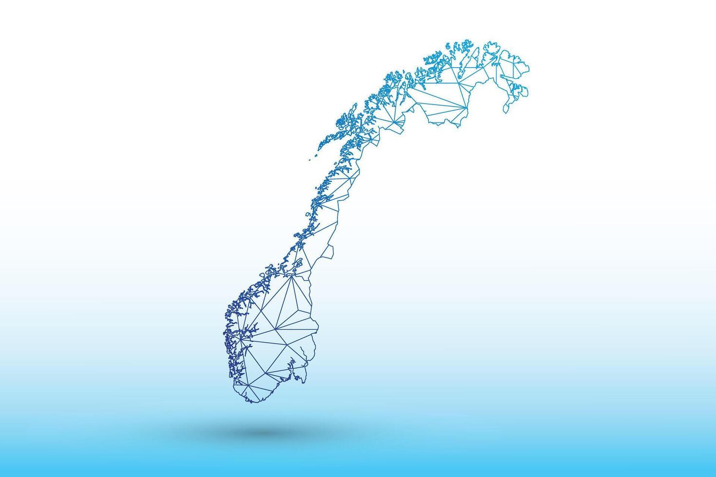 Norway map of blue color geometric connected lines using triangles vector