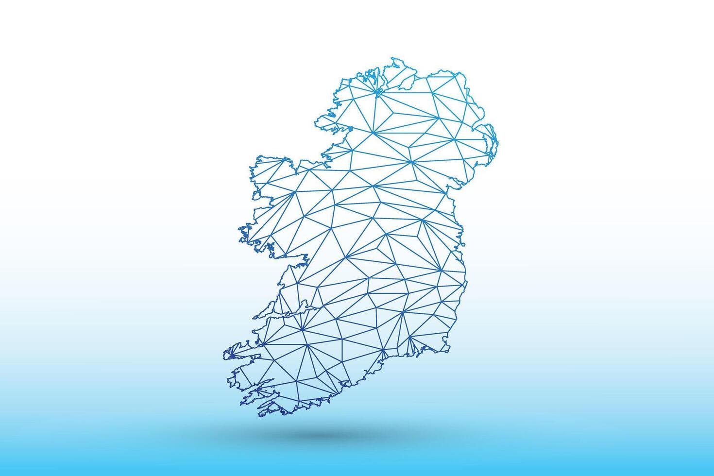 Ireland map of blue color geometric connected lines using triangles vector