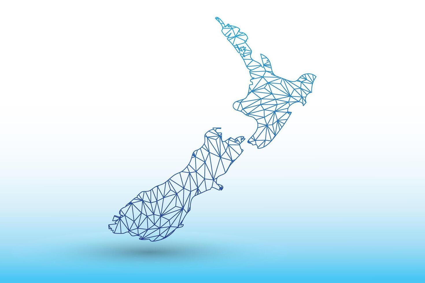 New Zealand map of blue color geometric connected lines using triangles vector