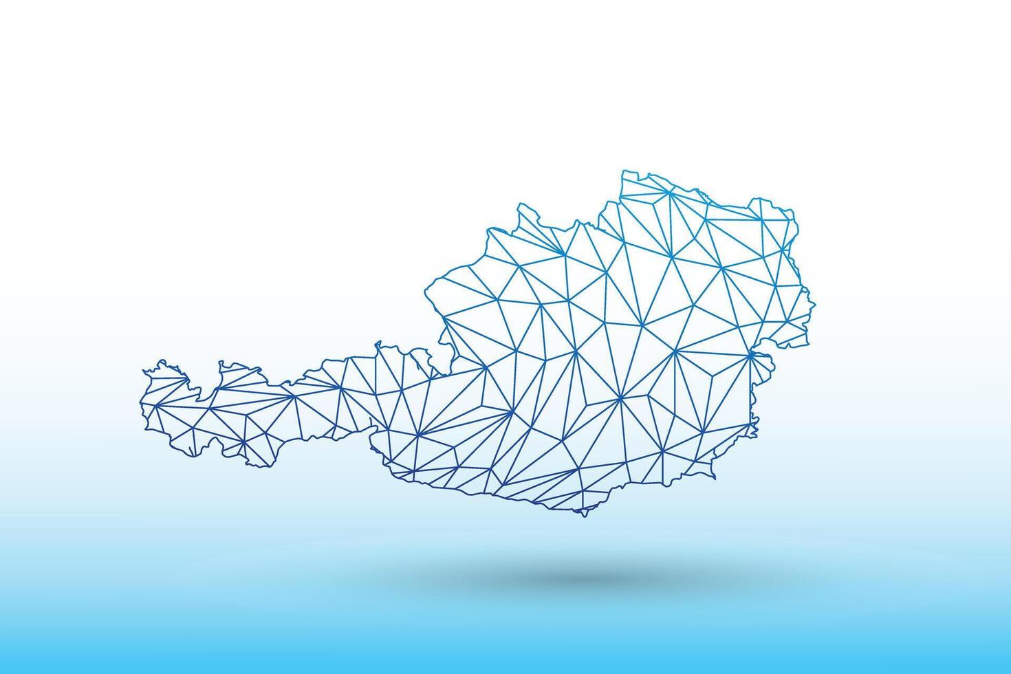 Austria map of blue color geometric connected lines using triangles vector