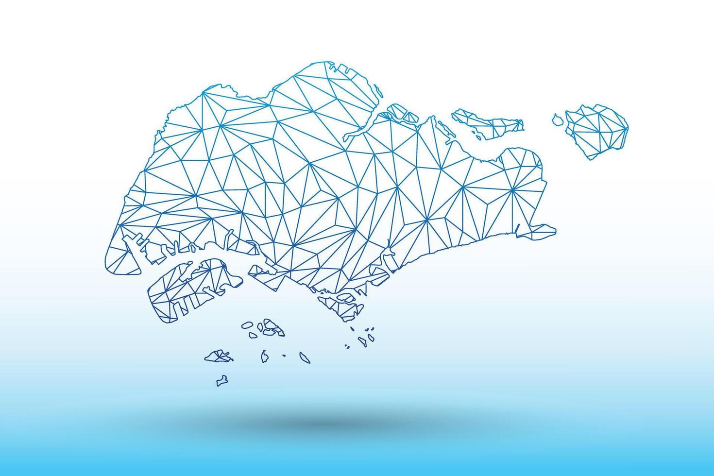 Singapore map of blue color geometric connected lines using triangles vector