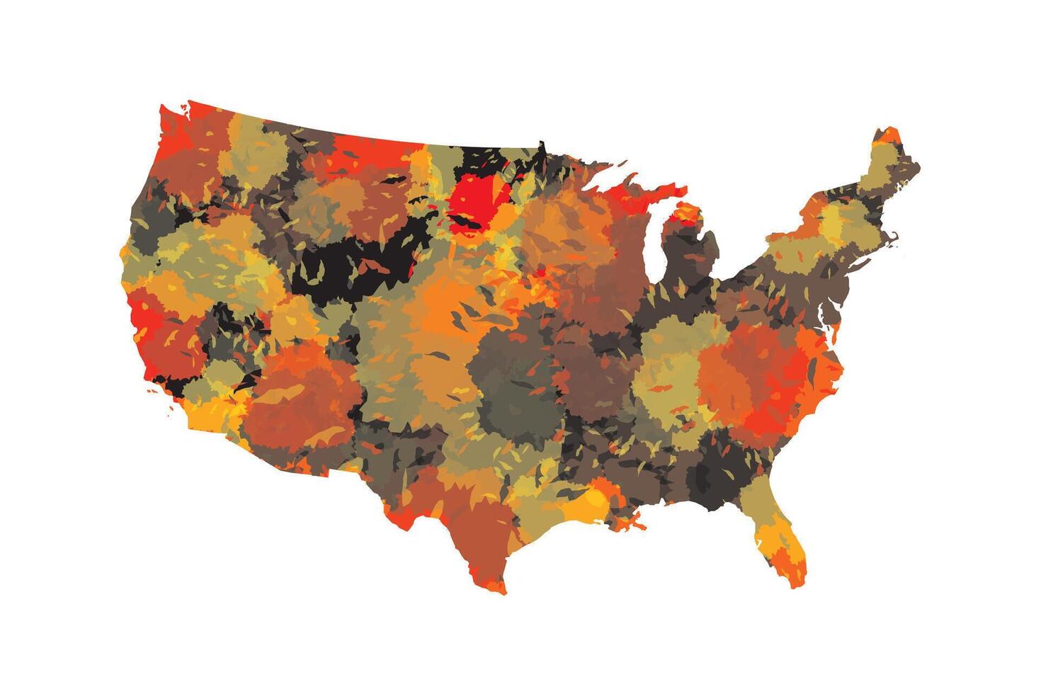 USA watercolor map illustration using multi color paint vector
