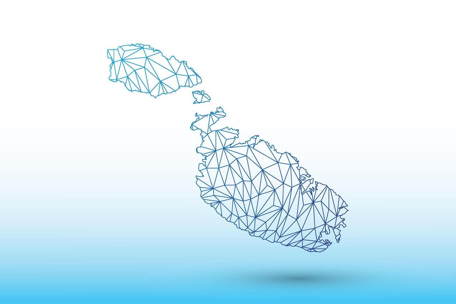 Malta mapa de azul color geométrico conectado líneas utilizando triangulos vector
