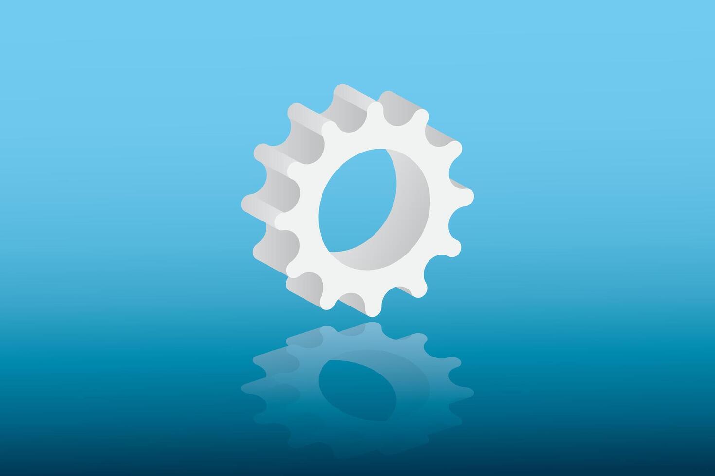 A white cog wheel of a machine illustration for machine in business vector
