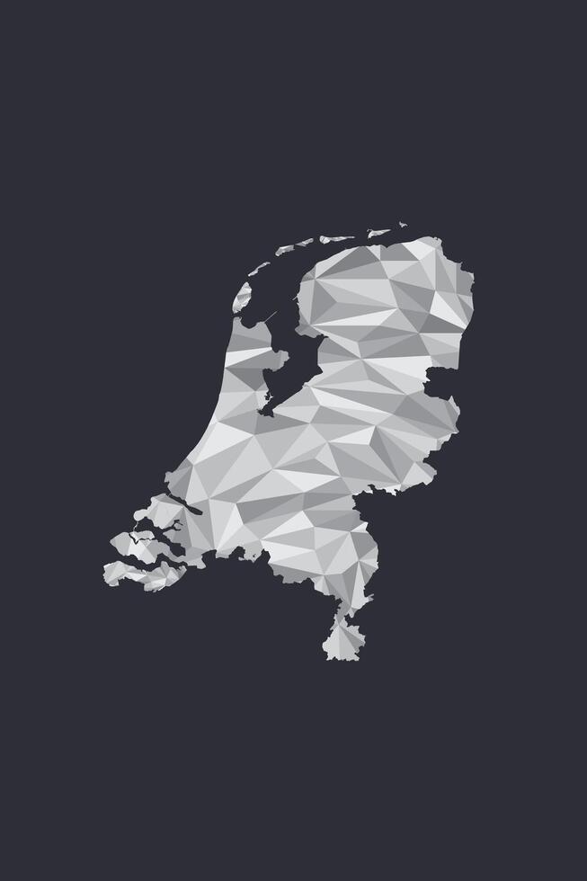 Low poly Netherlands map of white color geometric shapes or triangles vector