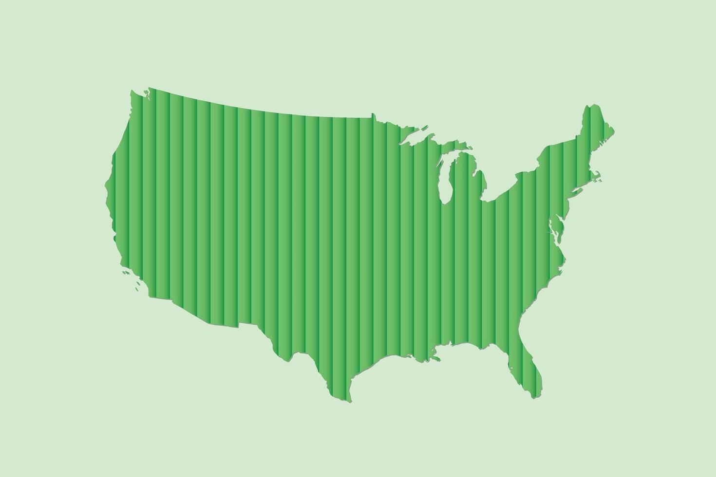 United States or USA map illustration using green color vertical lines or pipes vector
