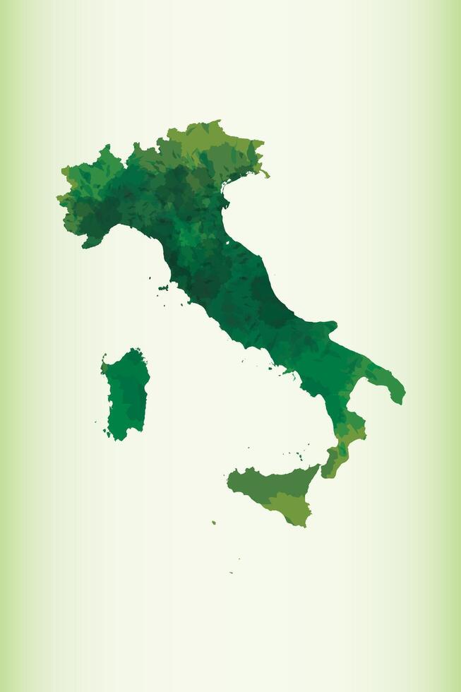 Italy watercolor map in green color on light background using paint brush on paper page vector