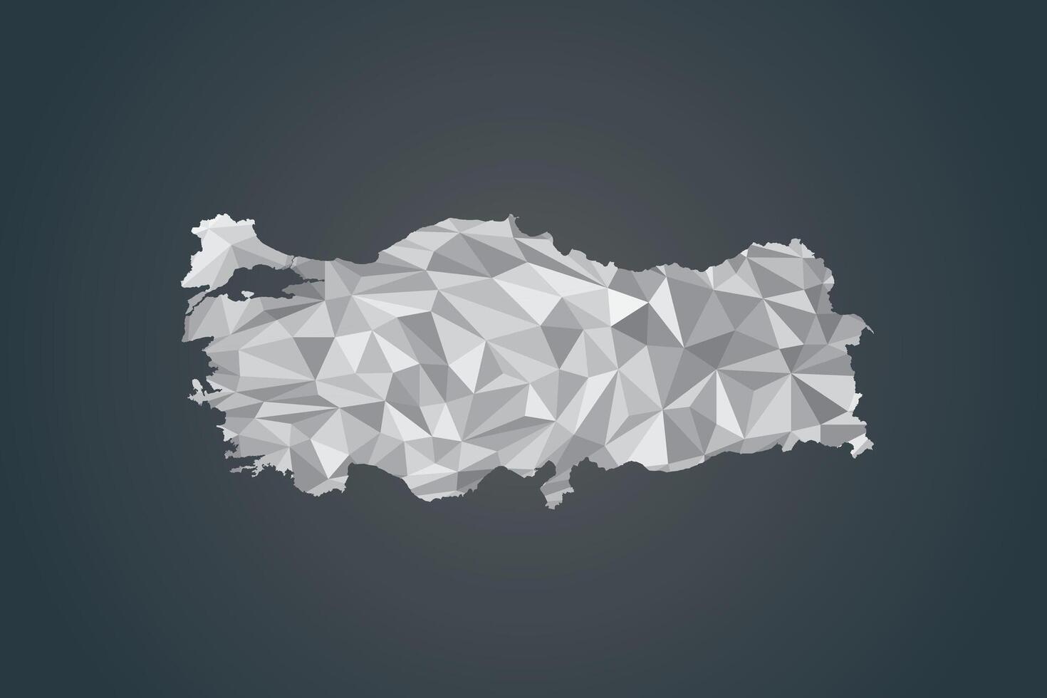 Low poly Turkey map of white color geometric shapes or triangles vector