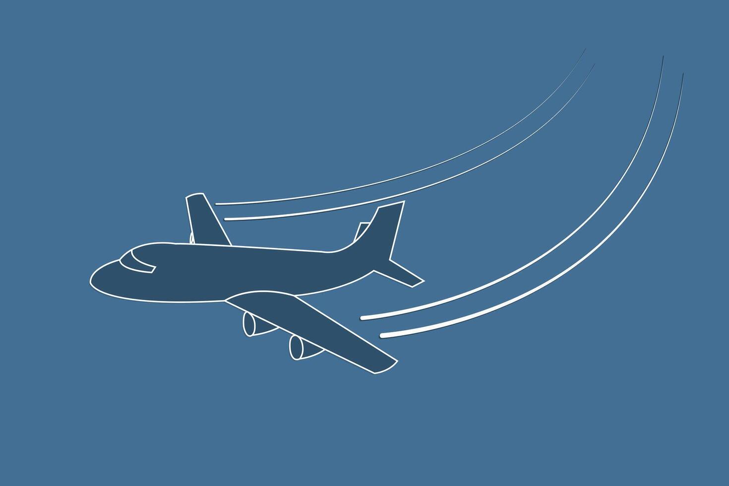 Airplane flying with changing direction using lines on blue background vector