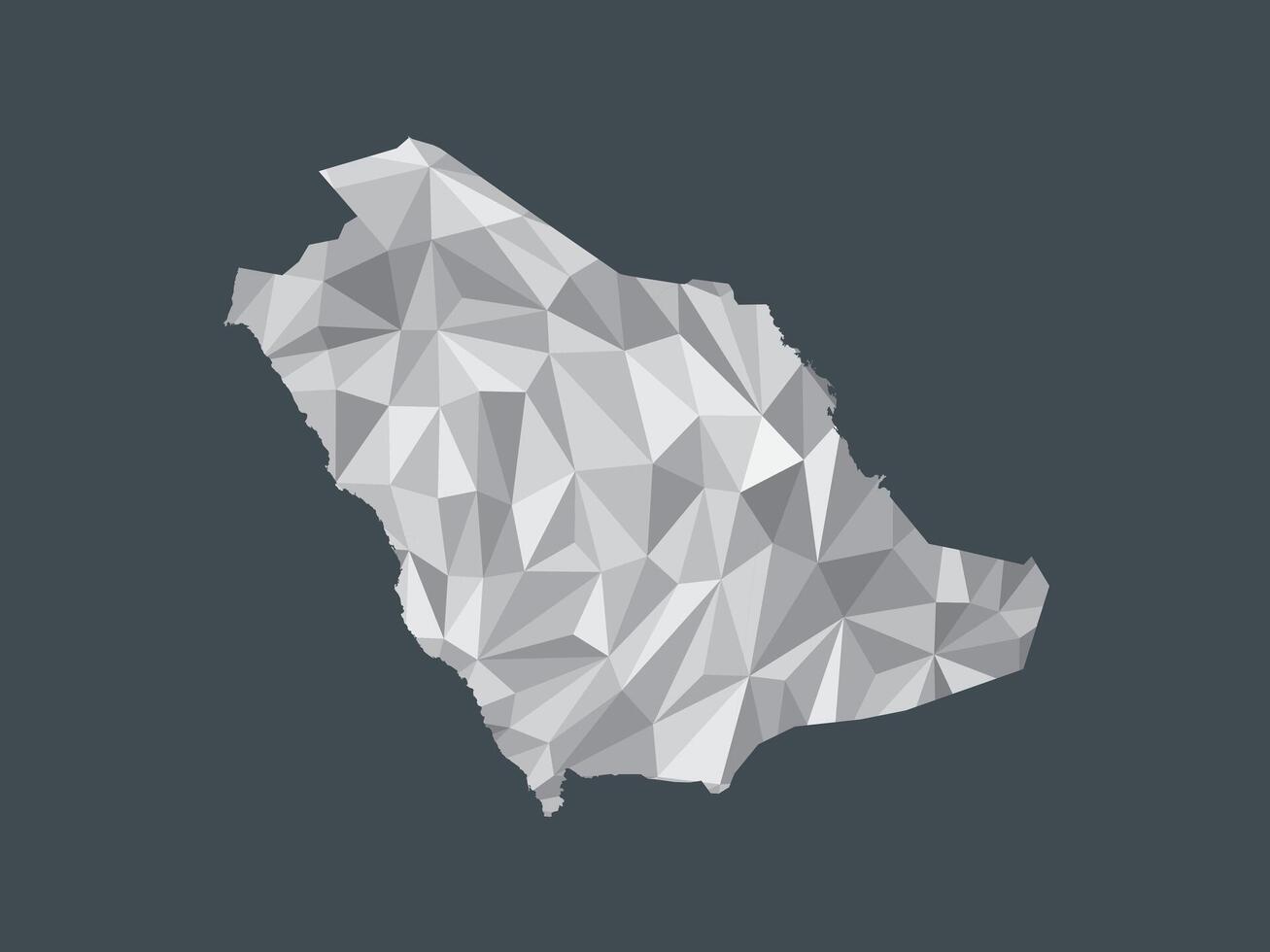 White color Saudi Arabia low poly map with geometric shapes or triangles vector