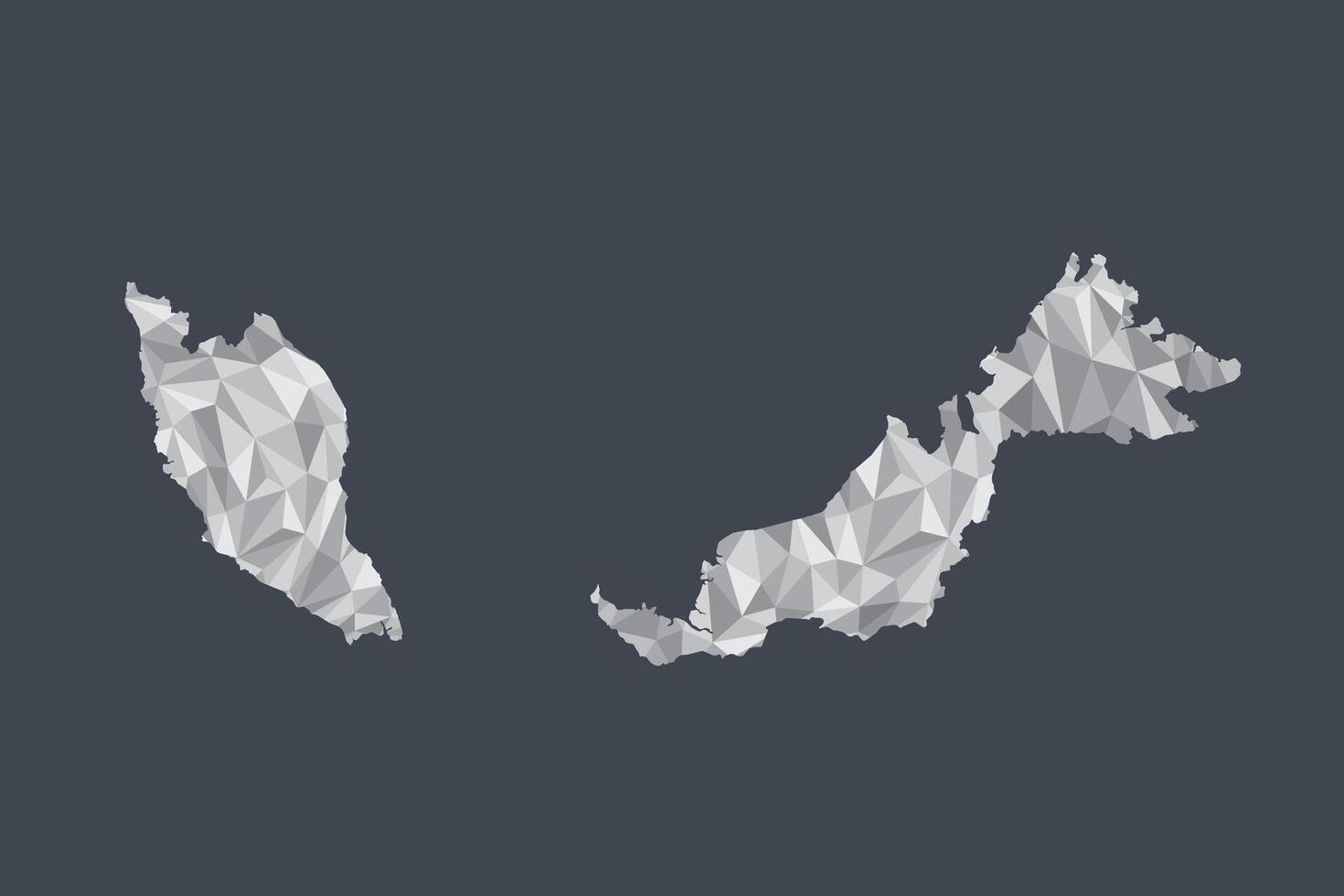 Low poly Malaysia map of white color geometric shapes or triangles vector
