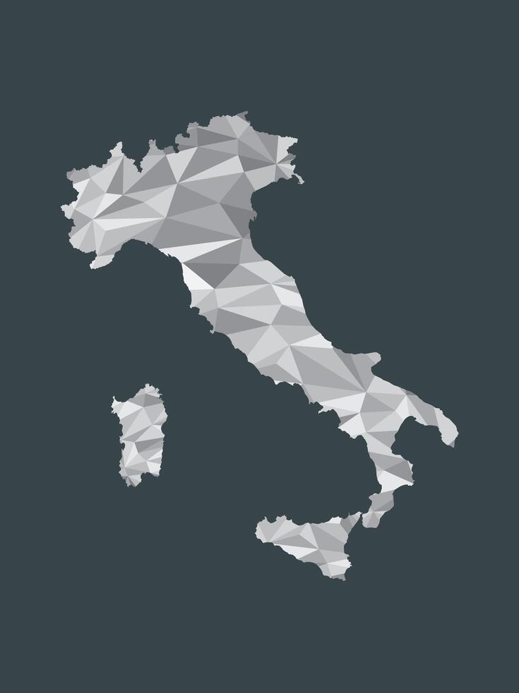 White color Italy low poly map with geometric shapes or triangles vector