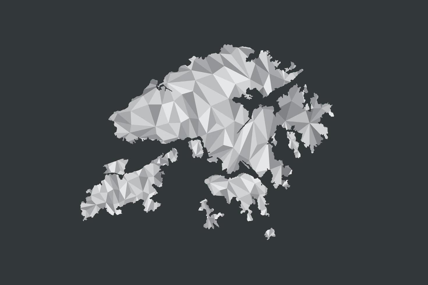 Low poly Hong Kong map of white color geometric shapes or triangles vector