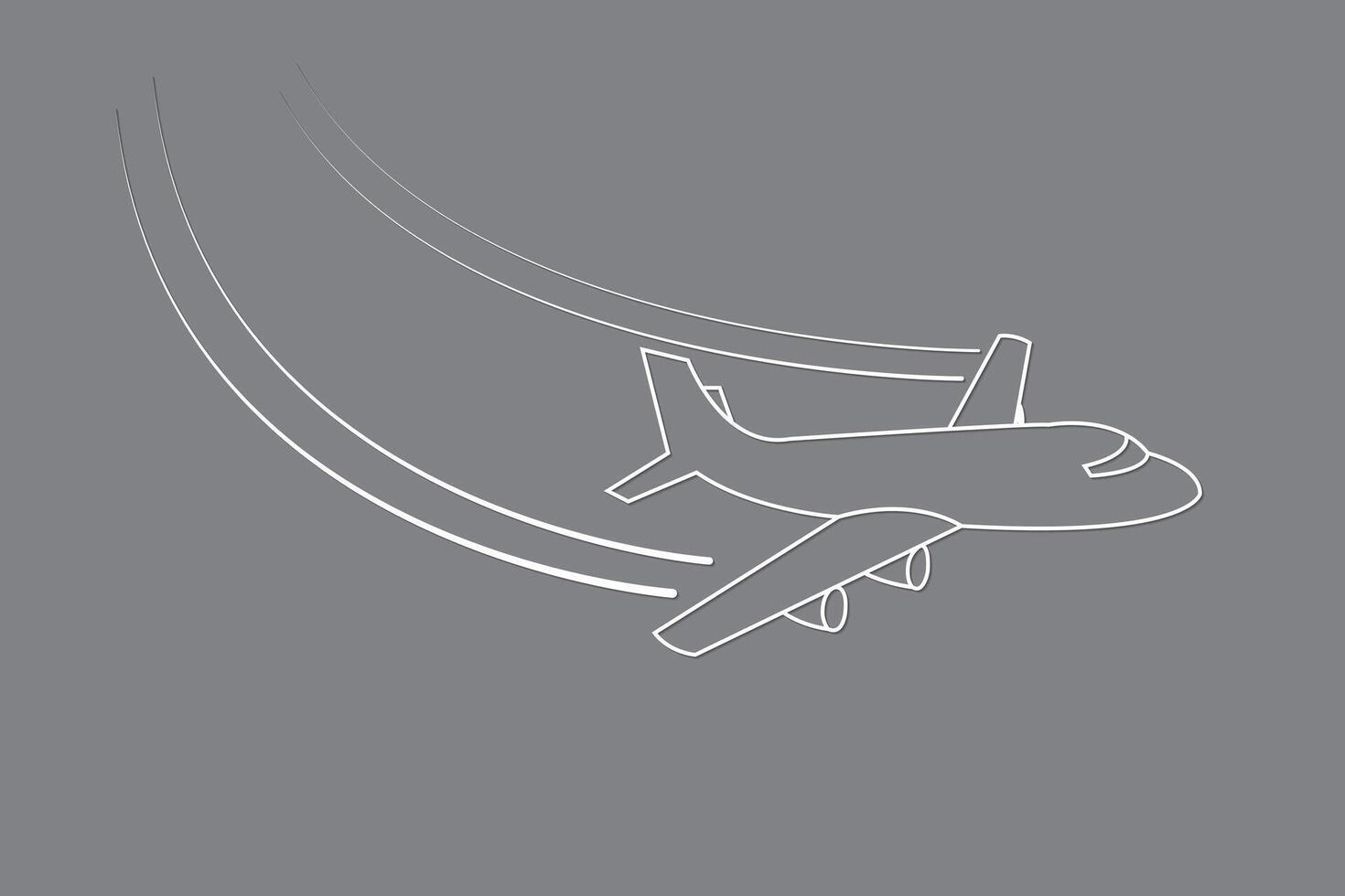 Aircraft flying with changing direction using lines on black background vector