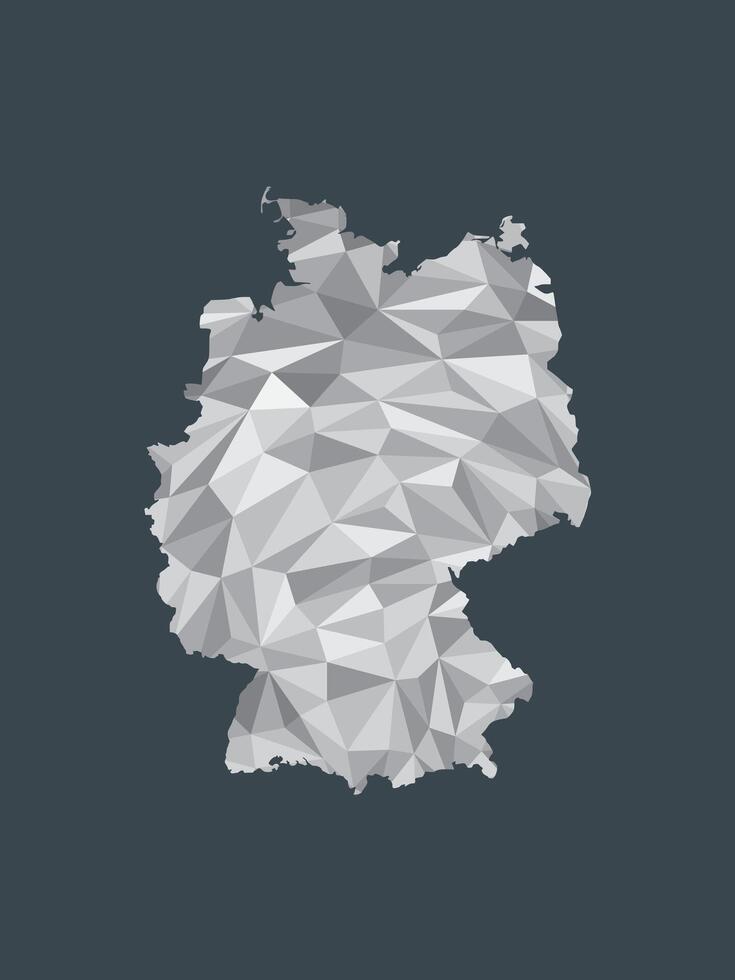 White color Germany low poly map with geometric shapes or triangles vector