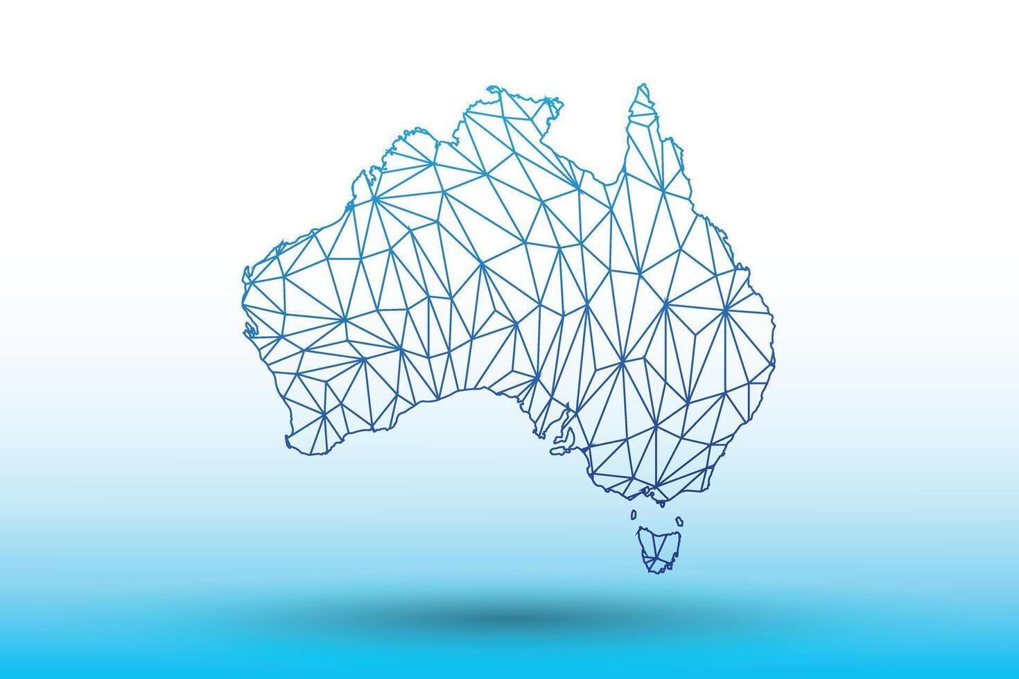 Australia map of blue color geometric connected lines using triangles vector