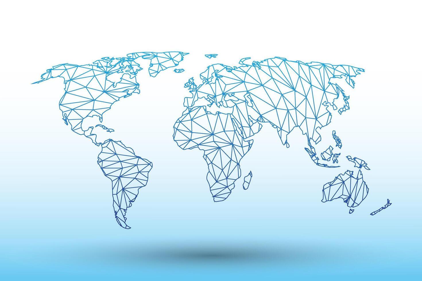 World map of blue color geometric connected lines using triangles vector