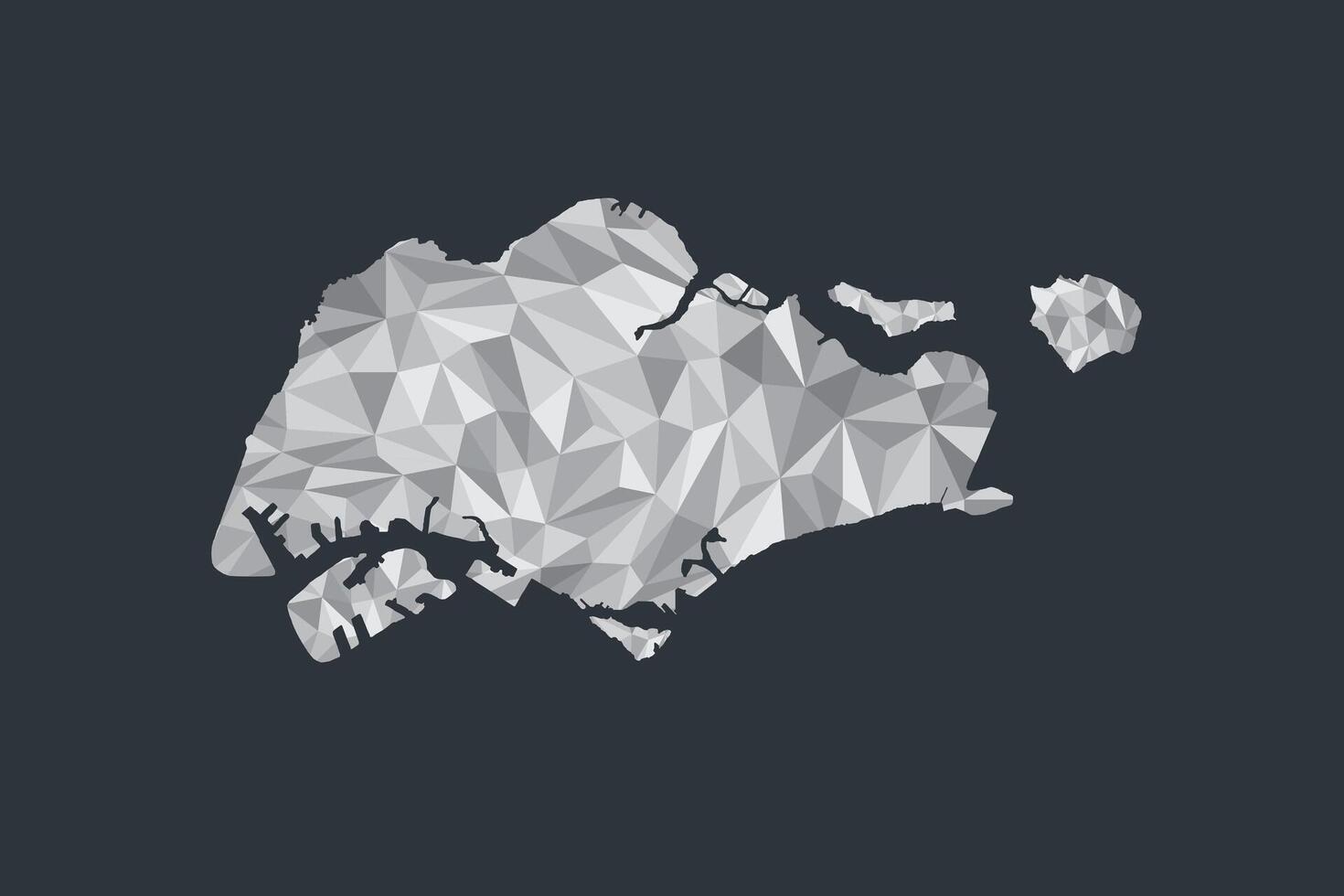 Low poly Singapore map of white color geometric shapes or triangles vector