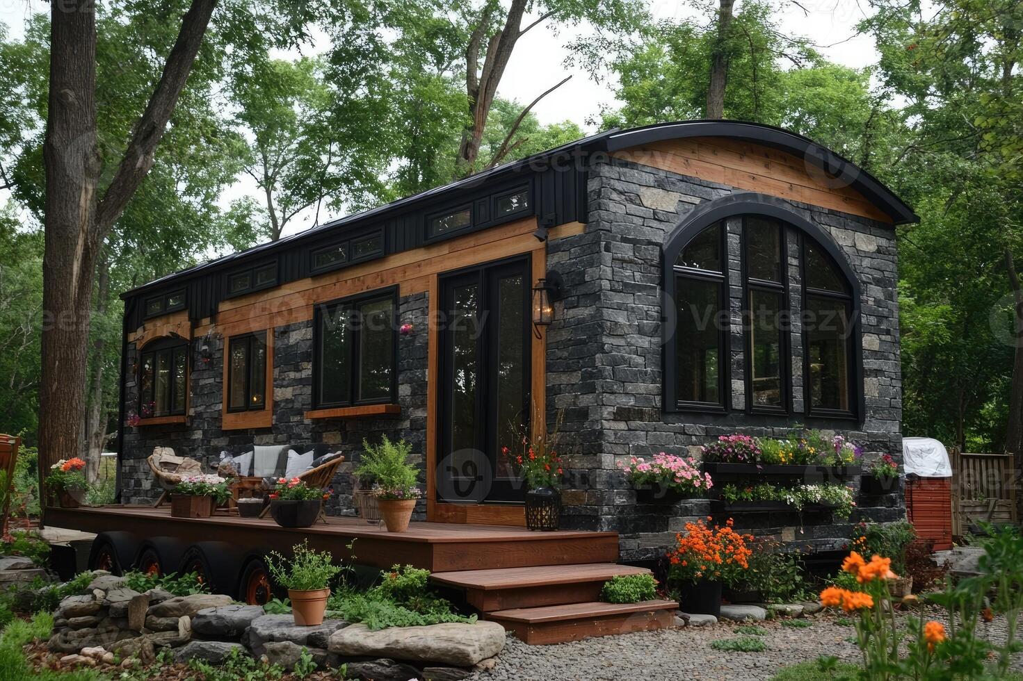 Charming stone house with beautiful garden surroundings photo