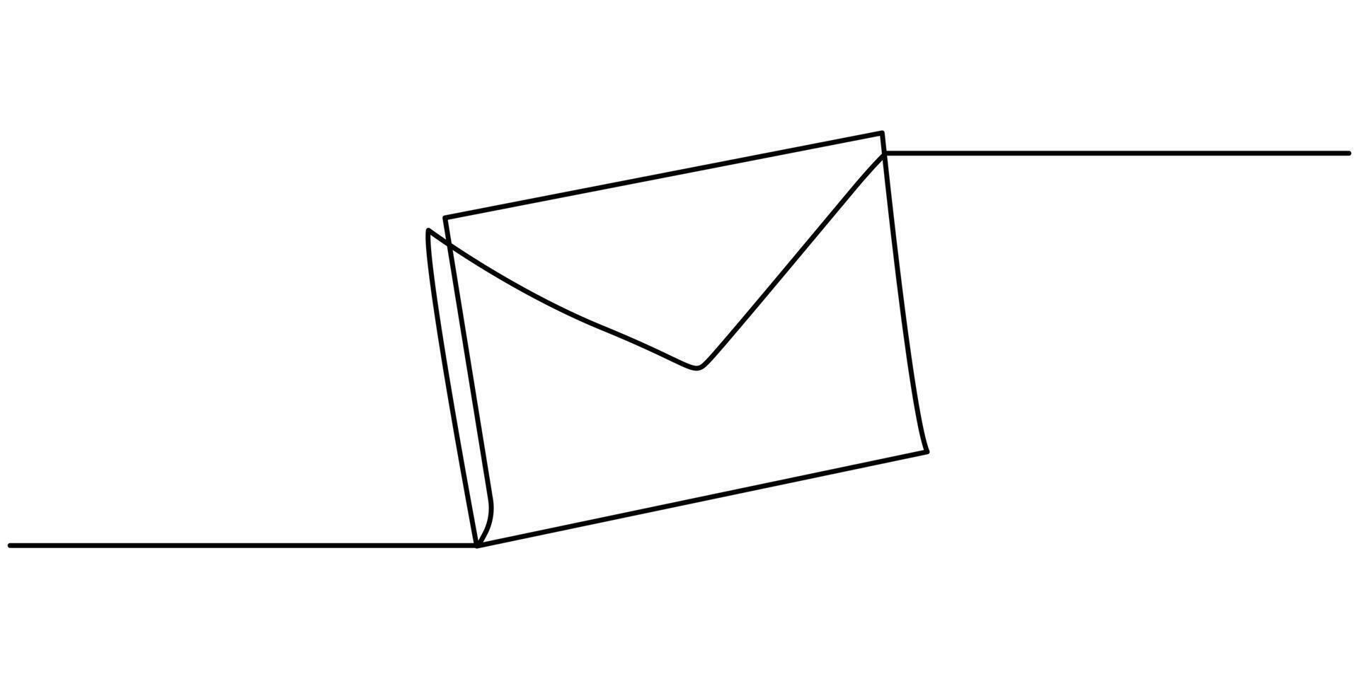 Continuous one line mail envelope letter drowning illustration vector