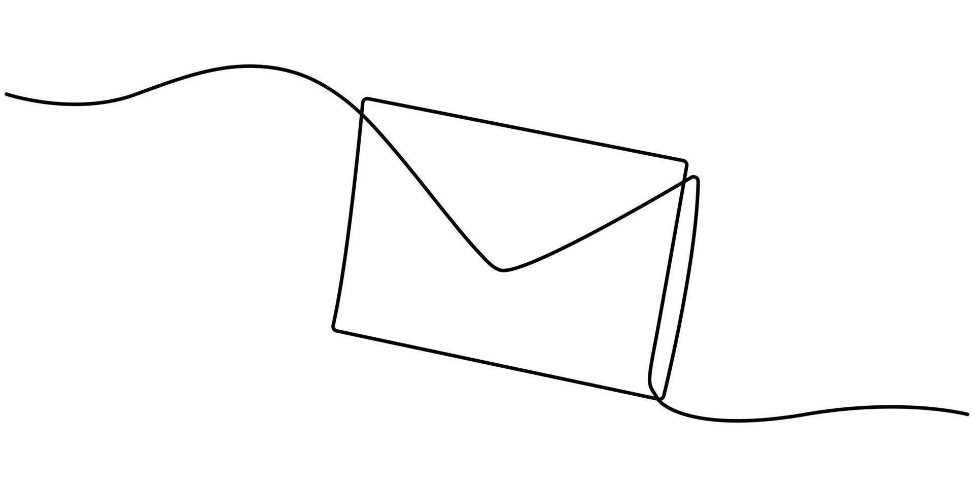 Continuous one line mail envelope letter drowning illustration vector