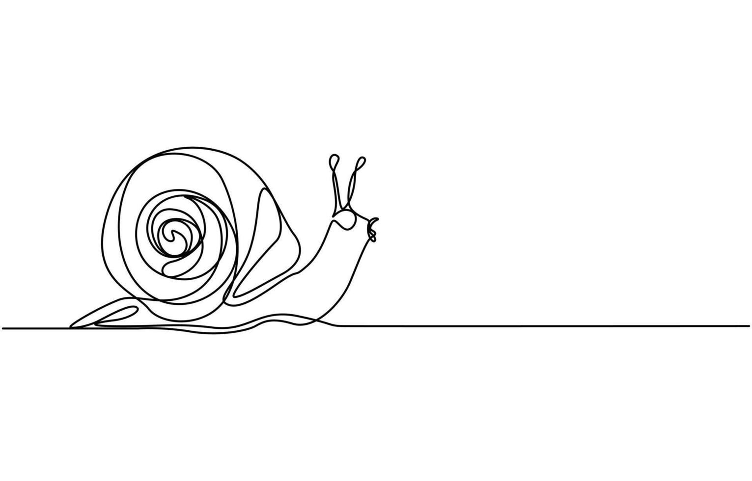 one line drawing of isolated object snail vector