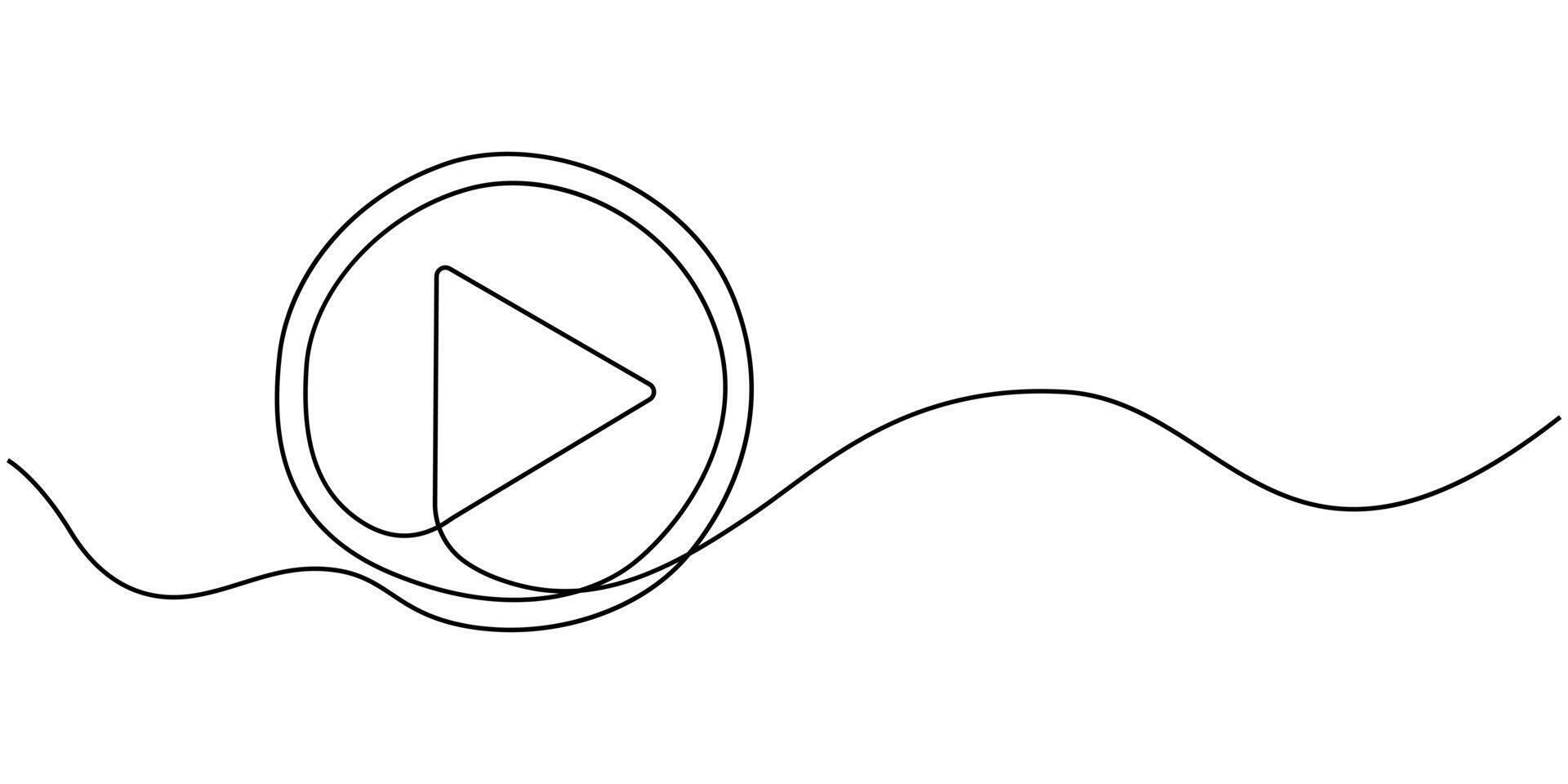 Play icon in continuous line drawing style vector