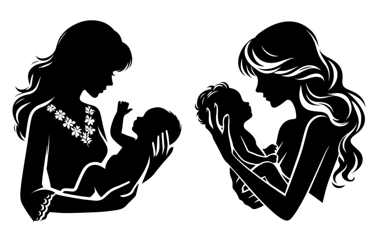 Breast feeding silhouette vector